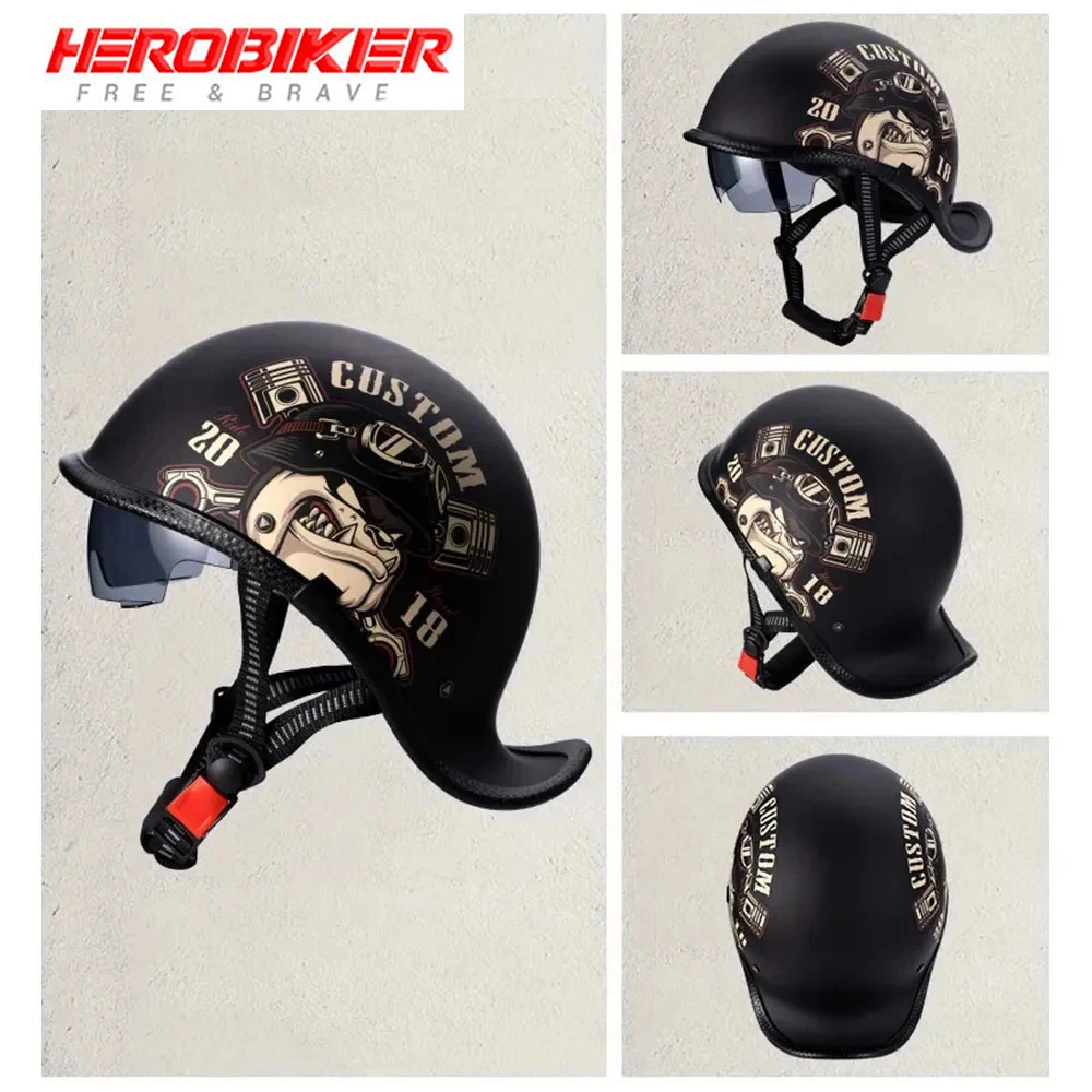 

Мотоциклетный шлем Ретро полушлем Мужской и женский шлем Мотоциклетный перевернутый шлем Защитный шлем для езды на велосипеде