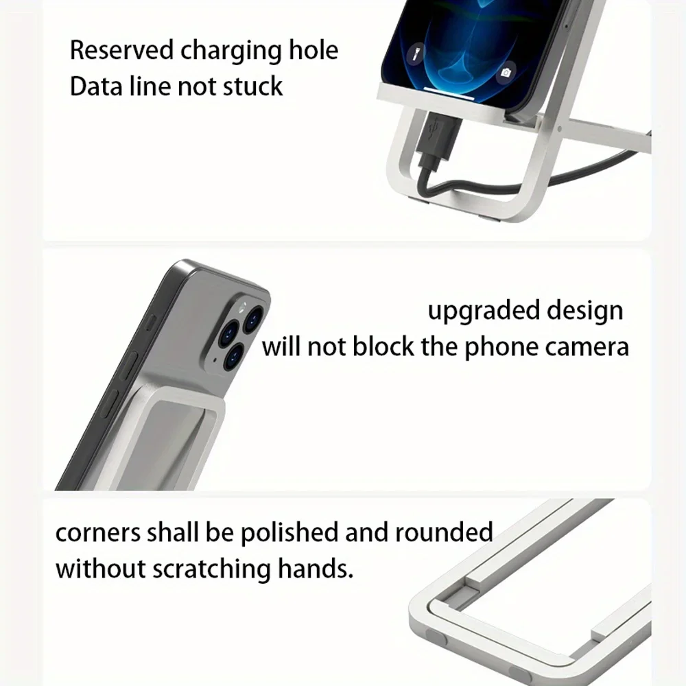 Aluminum Alloy Phone Stand Ultra-Thin Lightweight Portable Foldable Desktop Bedside Table Holder Adjustable Angle for iPhone 17