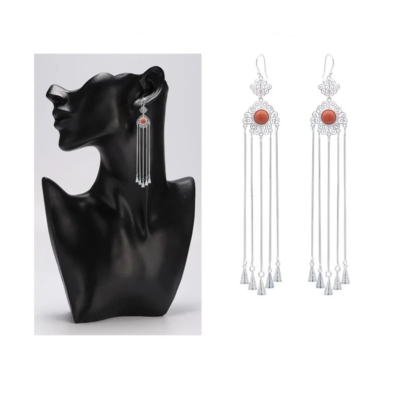 Ethnic Style Retro , Elegant Long Tassel Earrings, Tibetan Ear Hooks Women