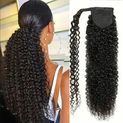 Kinky Curly Natural Color Wrap Around Human Hair Magic Paste Ponytail 100% Brazilian Human Hair Extension