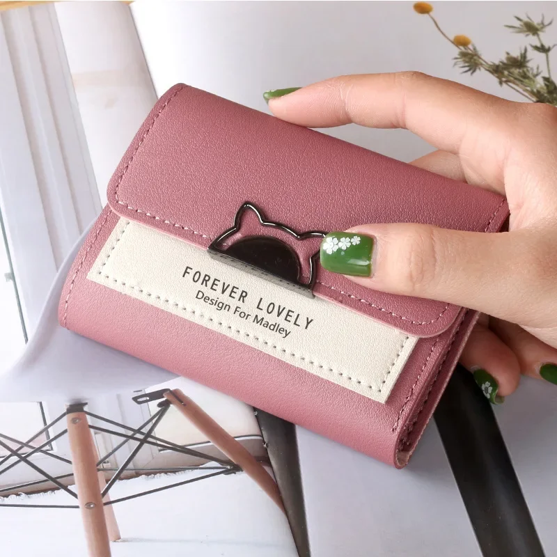 New Style Small Wallet Female Short Foldable Personality Student Cute Mini Fashion Wallets for Women Wholesale Purses