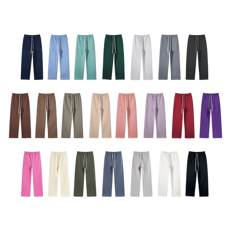 European and American size thick straight tube velvet solid color pants wide casual pants wholesale custom logo