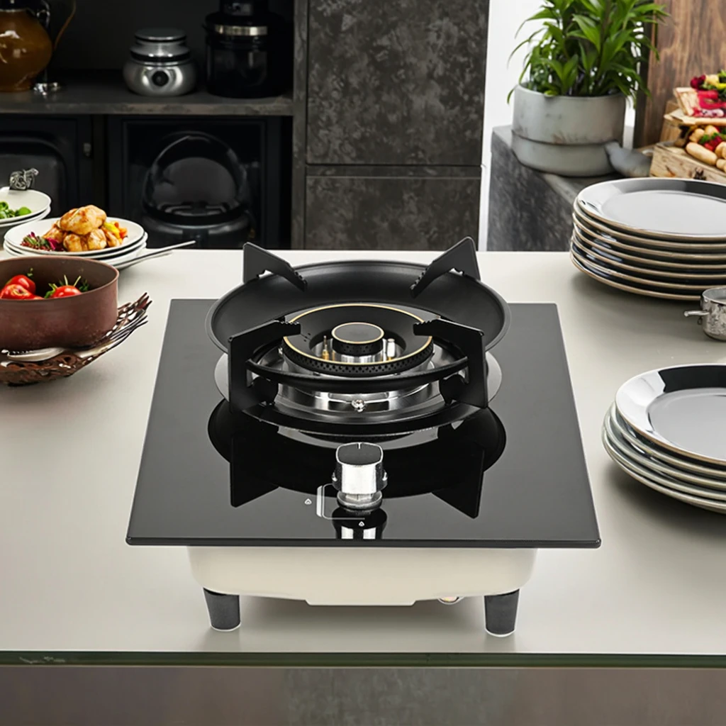 Single Tempered Glass Panel Gas Stove Energy Saving LPG Cooker for Outdoor Use Class B Household Battery-Powered Gas Stove