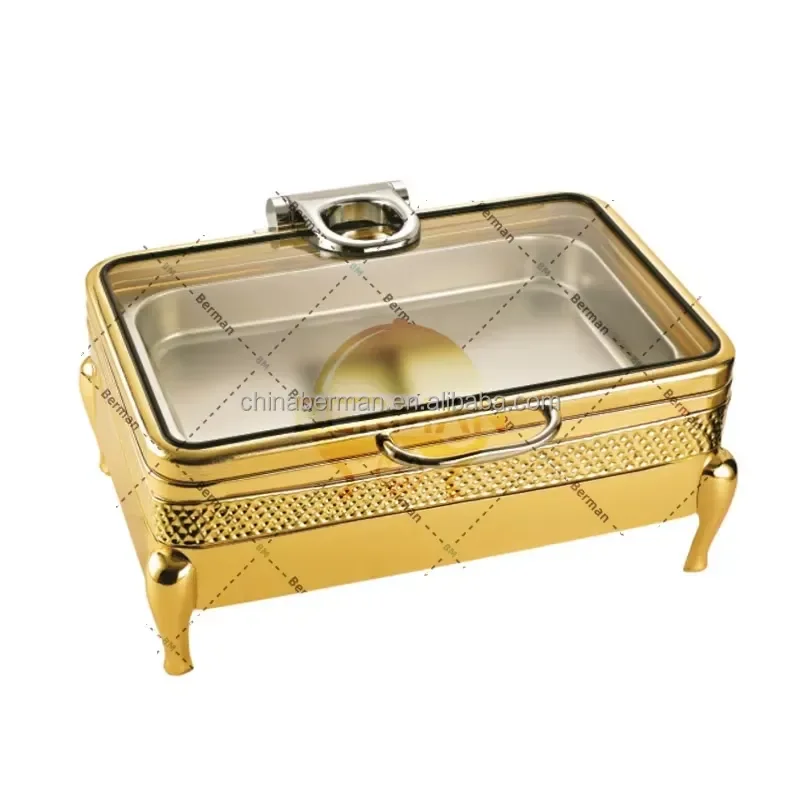 304 Stainless Steel Rectangular Food Warmer for Hotel Catering Luxury Buffet Equipment Hot Pot Chafing Dish China Factory