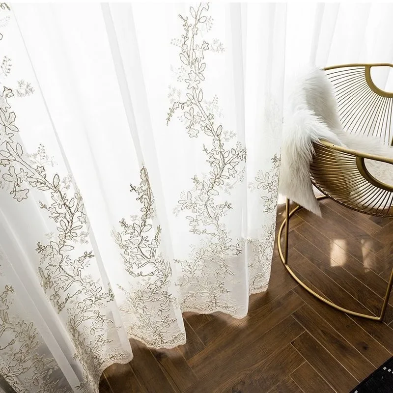 Living Dining Room Bedroom Princess Style Embroidered Lace Curtains Curtains