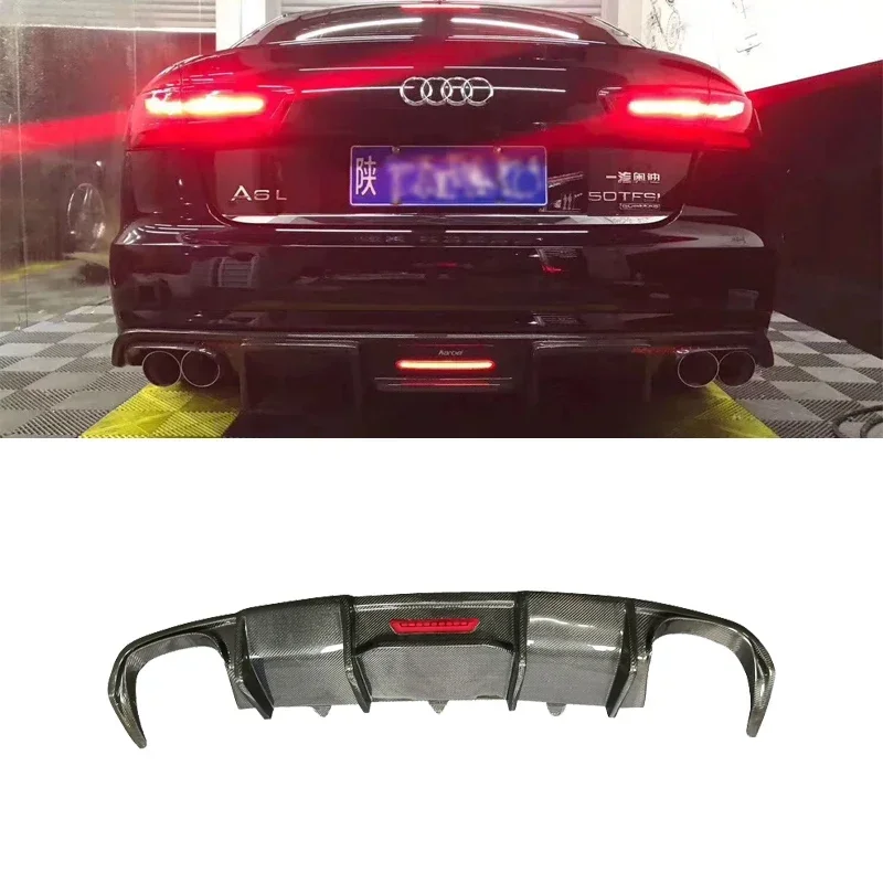 A6 A6L S6 Carbon Fiber Rear Diffuser With Light For Audi A6 2012-2015