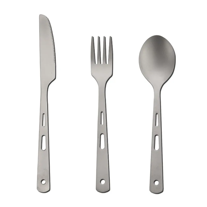 

Titanium Camping Tableware, Knife, Fork, Spoon, Outdoor, Camping, Picnic, Hollow