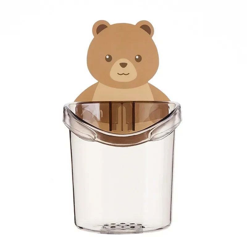 

The Bear Wall Mounted Toothbrush Holder and Paste Kids Things Bathroom Accessories Shelf Storage Supplies Organizer