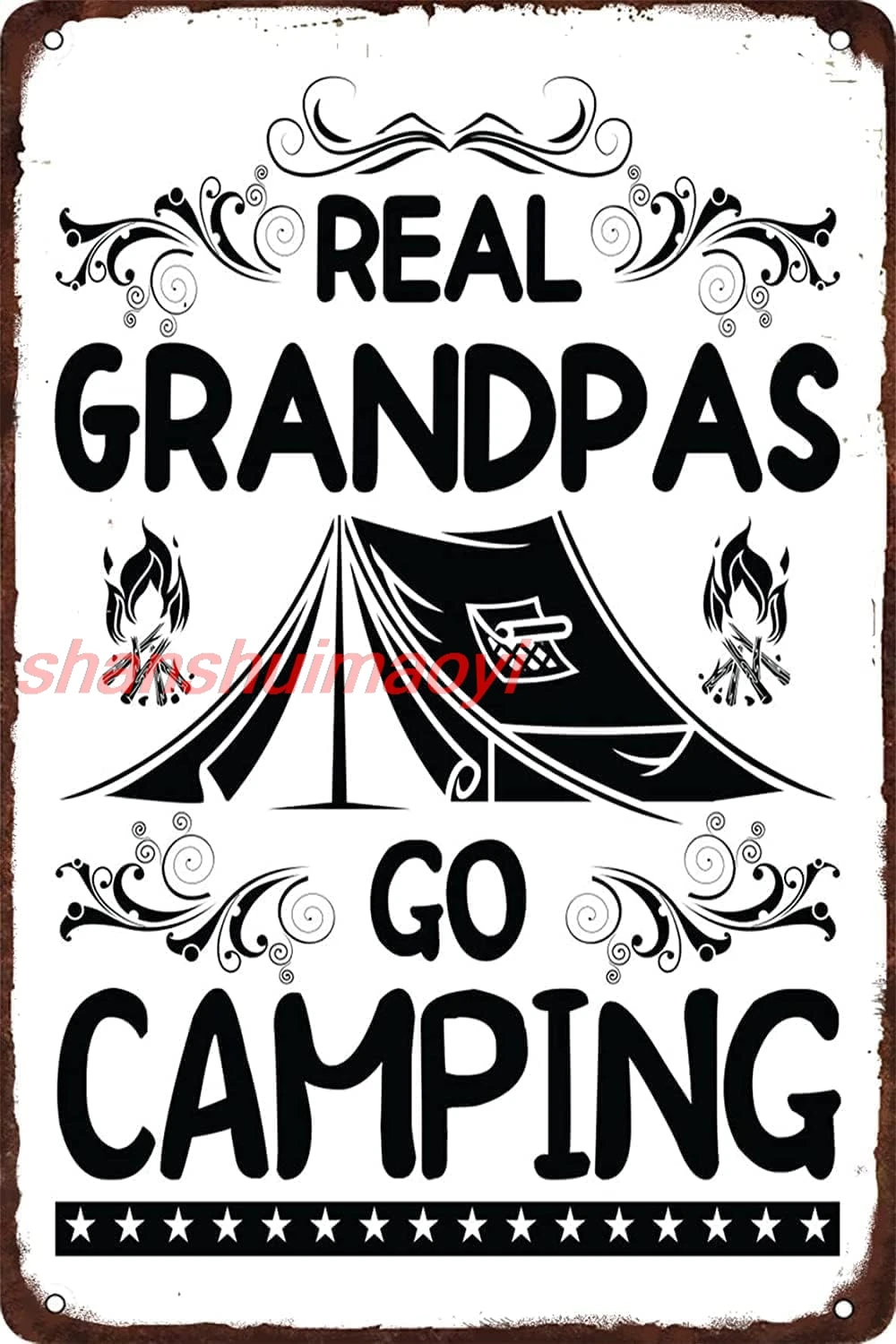 shan etal Signs Vintage Real Grandpas Go Camping Retro Poster Wall Art for Home Kitchen Office Club Bar Gym Decor Plaque  1pc