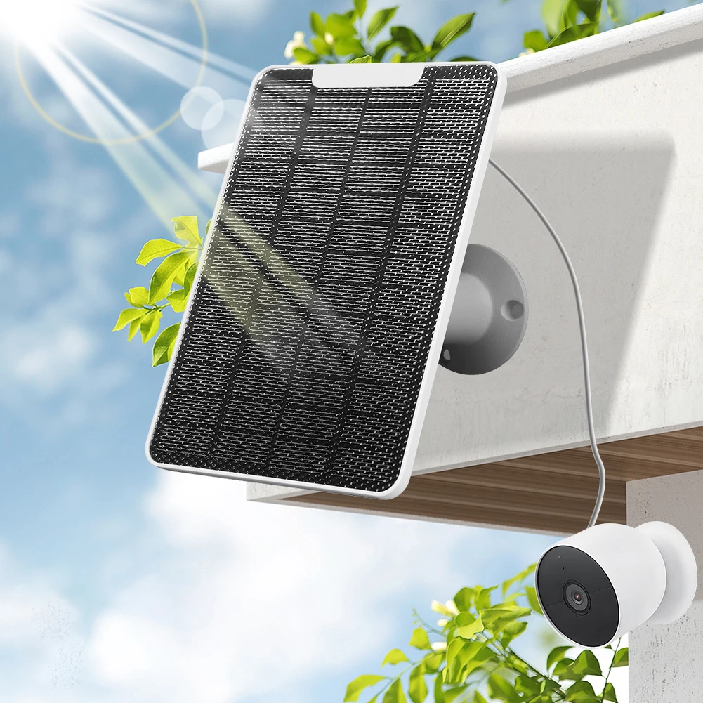 Monocrystalline Solar Panel with Rack and Screwdriver Portable Solar Panels 4W 5V 360° Rotation Compatible with Google Nest Cam