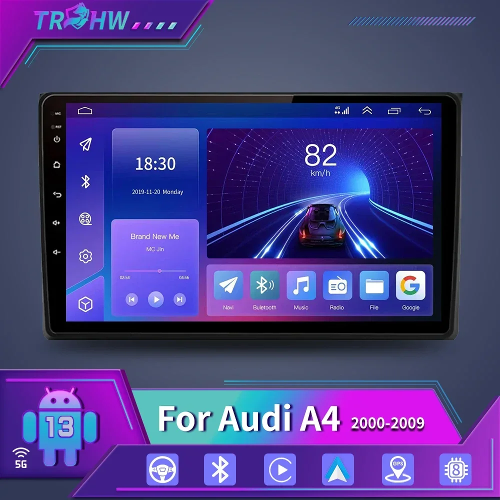 

Carplay Android Auto 2K Screen Car Radio Multimedia Player For Audi A4 2 3 B6 B7 S4 RS4 2000-2009 Auto radio Stereo