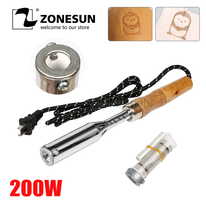 ZONESUN Embossing Machine Soldering Iron For Leather Custom Logo Hot Stamping Machine Leather Wood Cookie Branding Logo Printing