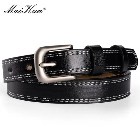 Leather Women’s Belt with Classic Buckle maikun