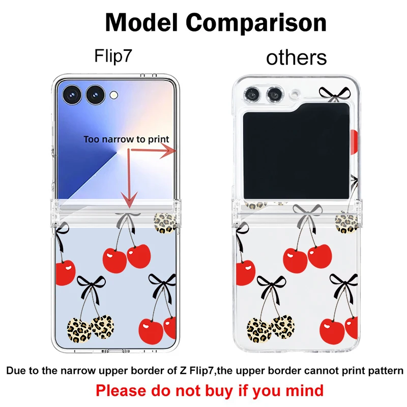 Cartoon Cherry Pattern Folding Phone Case For Samsung Galaxy Z Flip8 Flip7 FE Flip6 Flip 8 7 6 5 4 3 Shockproof Clear Hard Cover view 6