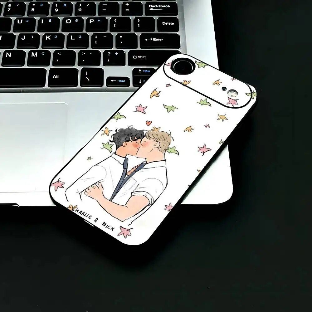 H-Heartstopper Series TV Phone Case Fashion Black Frosted TPU Phone Case for iPhone 12-17. UV Spray Painted Design, Anti-fall Da