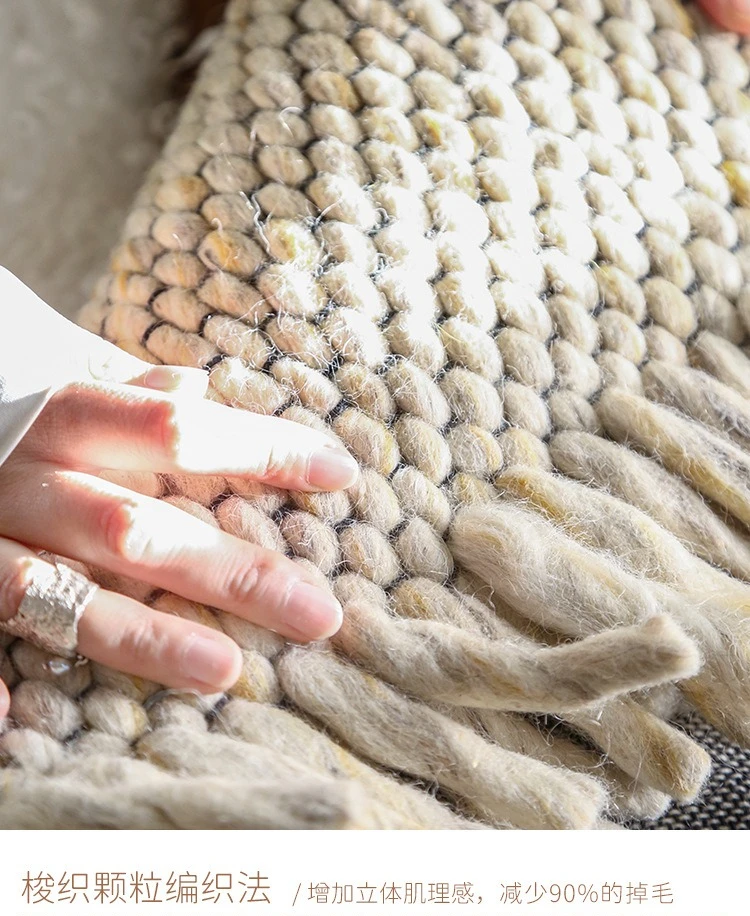 インド産ウールの手織りカーペット、リビングルームのソファ、コーヒーテーブル、ブランケット、長方形、シンプル、家族の寝室用