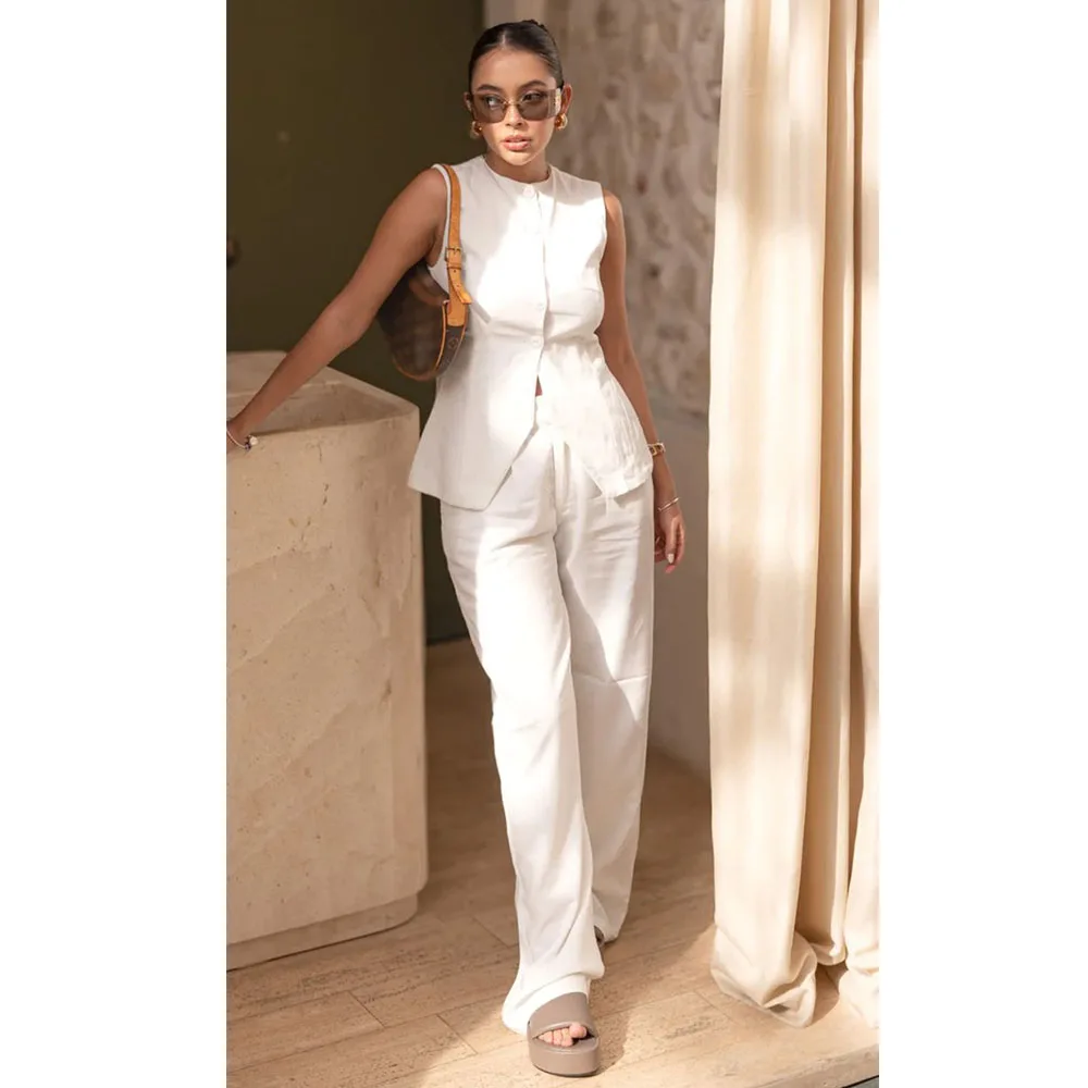 

Summer New Women's Vest and Pants Two-piece Set Solid Color Simple Vest Suit Vests for Women Fashion Women's Clothing 2024 Coat
