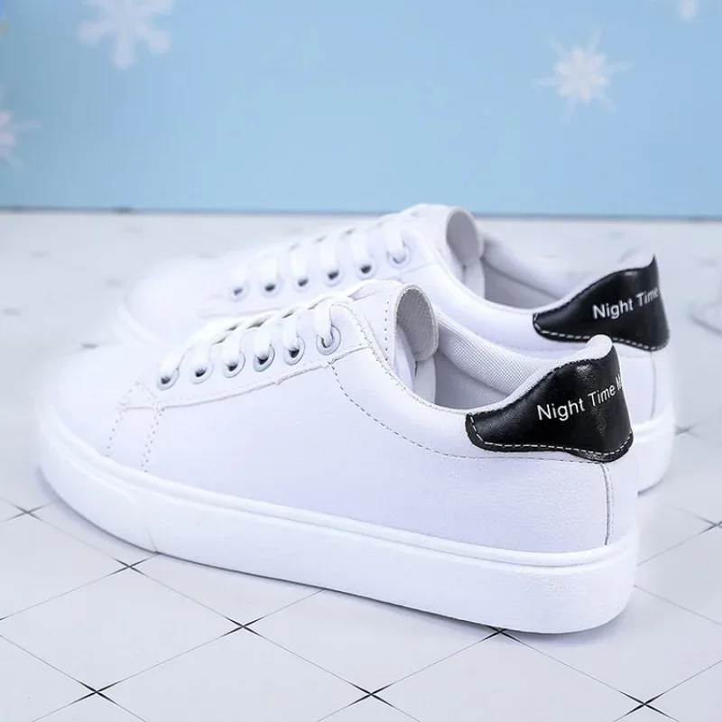 Women Sneakers 2025 Fashion Breathble Vulcanized Shoes Pu Leather Platform Shoes White Lace Up Casual Shoes Zapatos Mujer