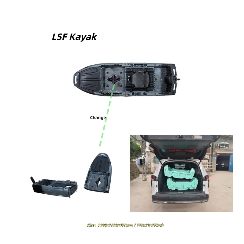 ！@Easy Storage & Transportation 1 Person Plastic Fin Pedal Detachable 2-in-1 Sea Fishing Kayak Modular From LSF