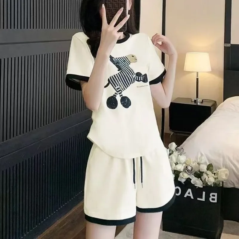 Short Sets for Women 2 Pieces Sleeve Woman Shorts Top and Bottom Clothing Trend 2024 Full Luxury Tailorin Casual Outfit Stylish