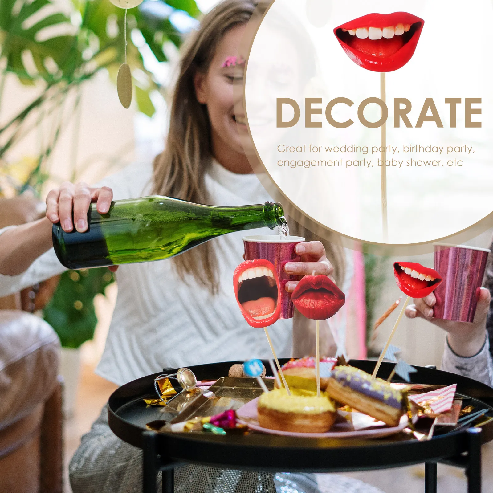 

Plastic Wood Mouth Photo Props Funny Lips Photo Booth Selfie Frames Party Supplies Wedding Baby Shower Graduation Birthday