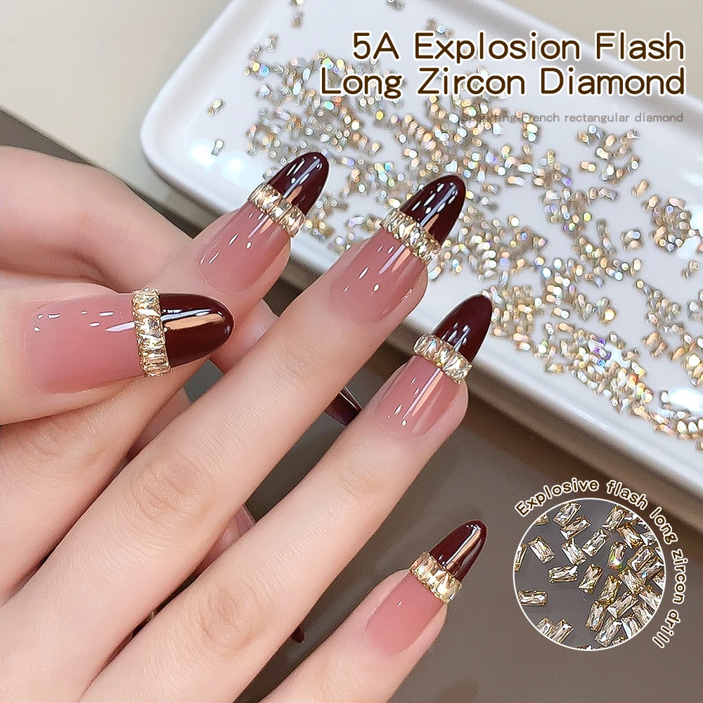 KANIU 50/100PCS 5A 2*4mm 1.5*3mm Champagne White Transparentflat Back Baguettes Rhinestones Nail Rectangular Zirconia Nail Charm