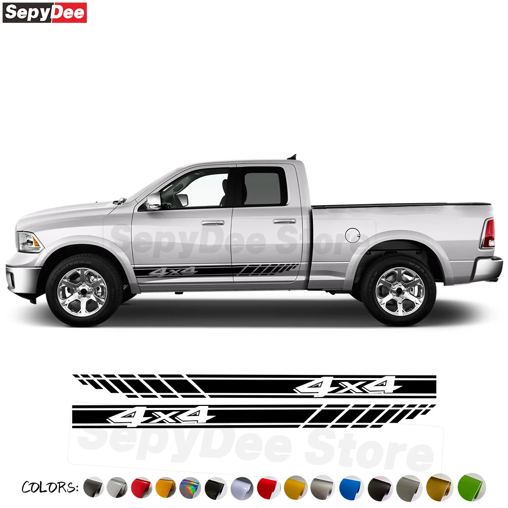 

Pickup Truck Car Door Side Skirt Stickers for Dodge Ram Auto Body 4X4 Graphic Long Stripes Decor Vinyl Decal Car Accessories