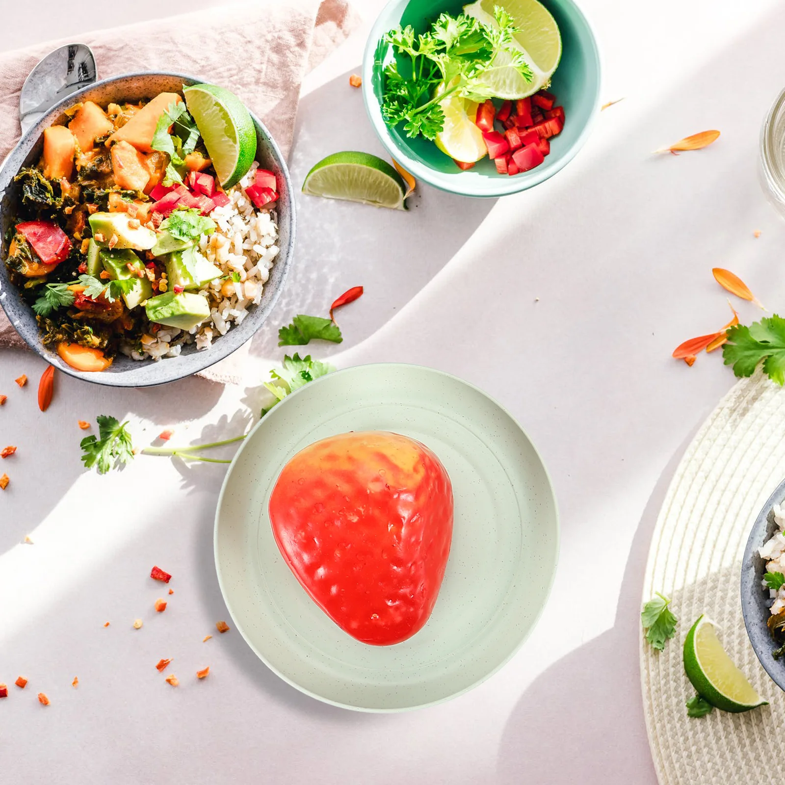

1 set Creative Shape Wheat Straw Storage Plates Multi-Functional Food Grade Dishes Random Color Space-Saving Tableware Set For