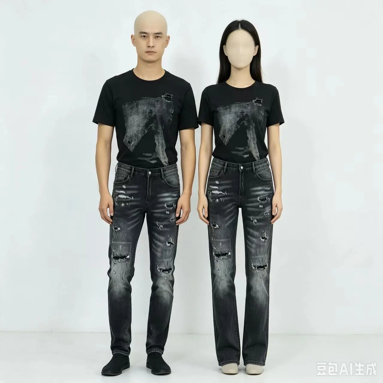 y2knew black gray men's jeans, high street trendy hip-hop brand, high-quality stretch slim fit jeans, washed with water