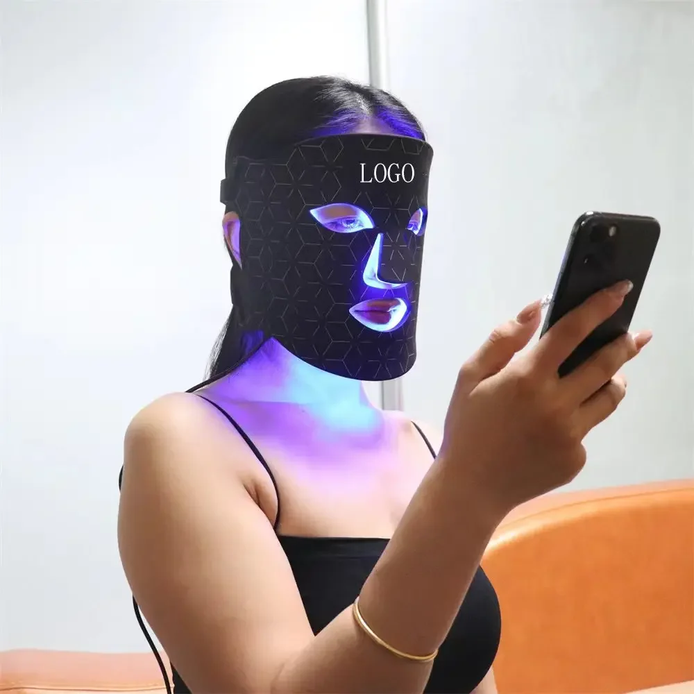 Professional Led Light Therapy Facial Mask Black Led Red Light Therapy 4 Colors Silicon Red Light Therapy Face Mask