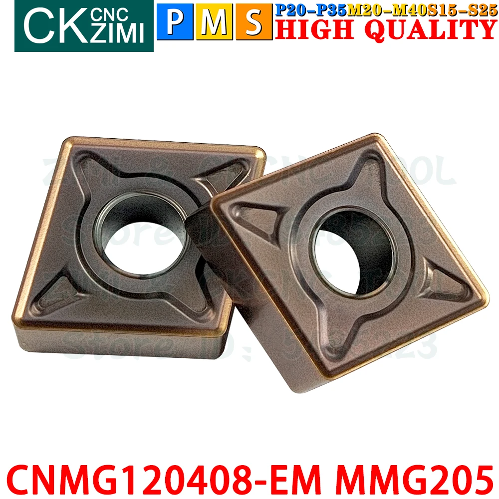 CNMG120408-EM MMG205 CNMG 120408 EM MMG205 إدراجات كربيد خارجية أدوات إدراج تحول CNMG1204 EM EF CNC مخرطة معدنية ميكانيكية أدوات قطع تحول