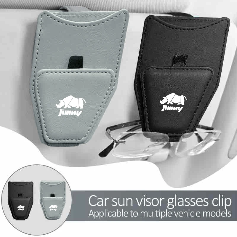 Car Visor Glasses Holder Leather Sunglasses Bag Card Clip Accessories For Suzuki Jimny Swift Grand Vitara Ignis DZire Alto Balen