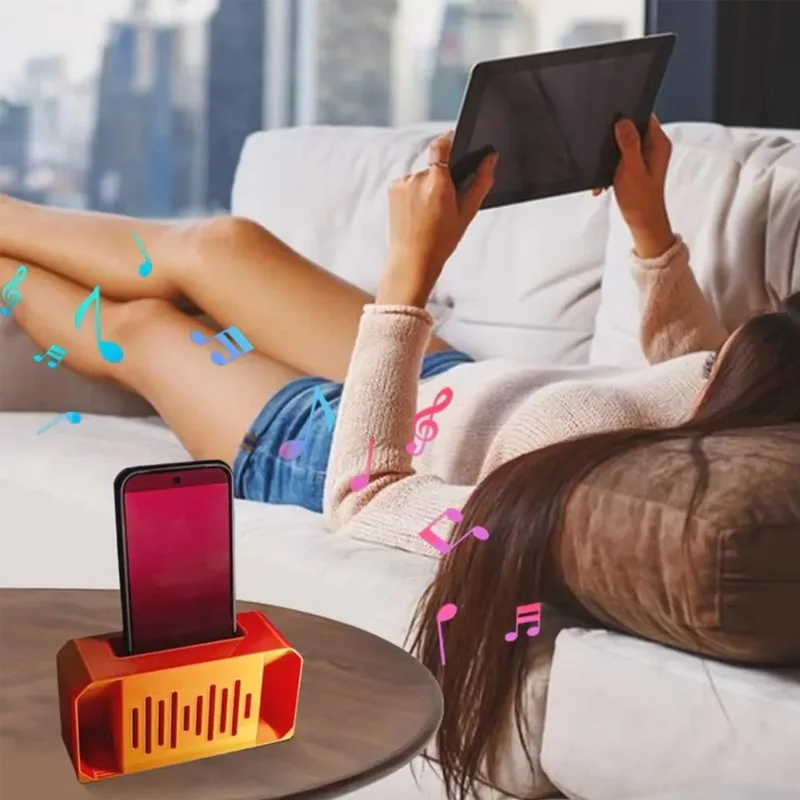 مضخم الهاتف الخليوي السلبي المطبوع ثلاثي الأبعاد - حامل مكبر صوت مستطيل بسيط - لا يتطلب طاقة #2