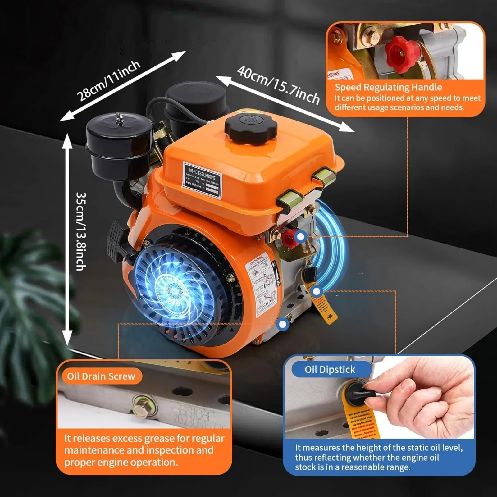 

196CC 3HP/2.2KW Diesel Engine 4 Stroke Diesel Engine Manual Start Single Cylinder Engine Air Cooling Low Nois