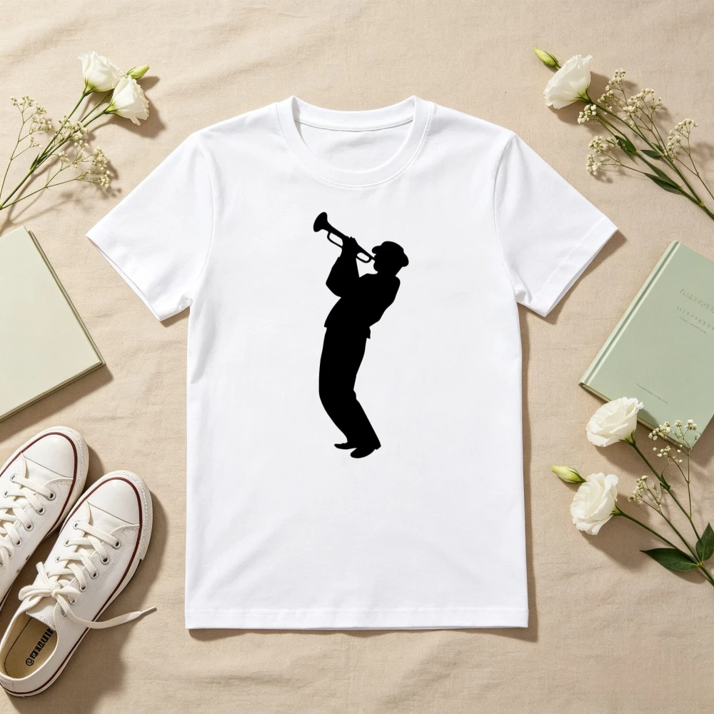 Minimalism Trumpet Musician T-shirt Gift for Music Lover T Shirt Casual Fashion Loose Harajuku Man Women Short Sleeve O-neck Tee