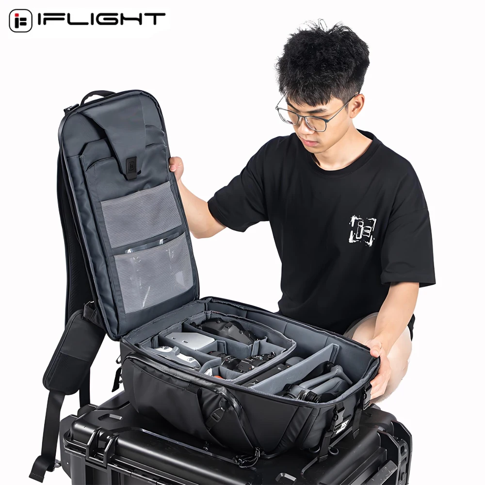 

IFlight FPV Рюкзак для дрона V2 540X380X220 мм, 35-литровая водонепроницаемая ткань с полиуретановым покрытием для очков для дрона FPV