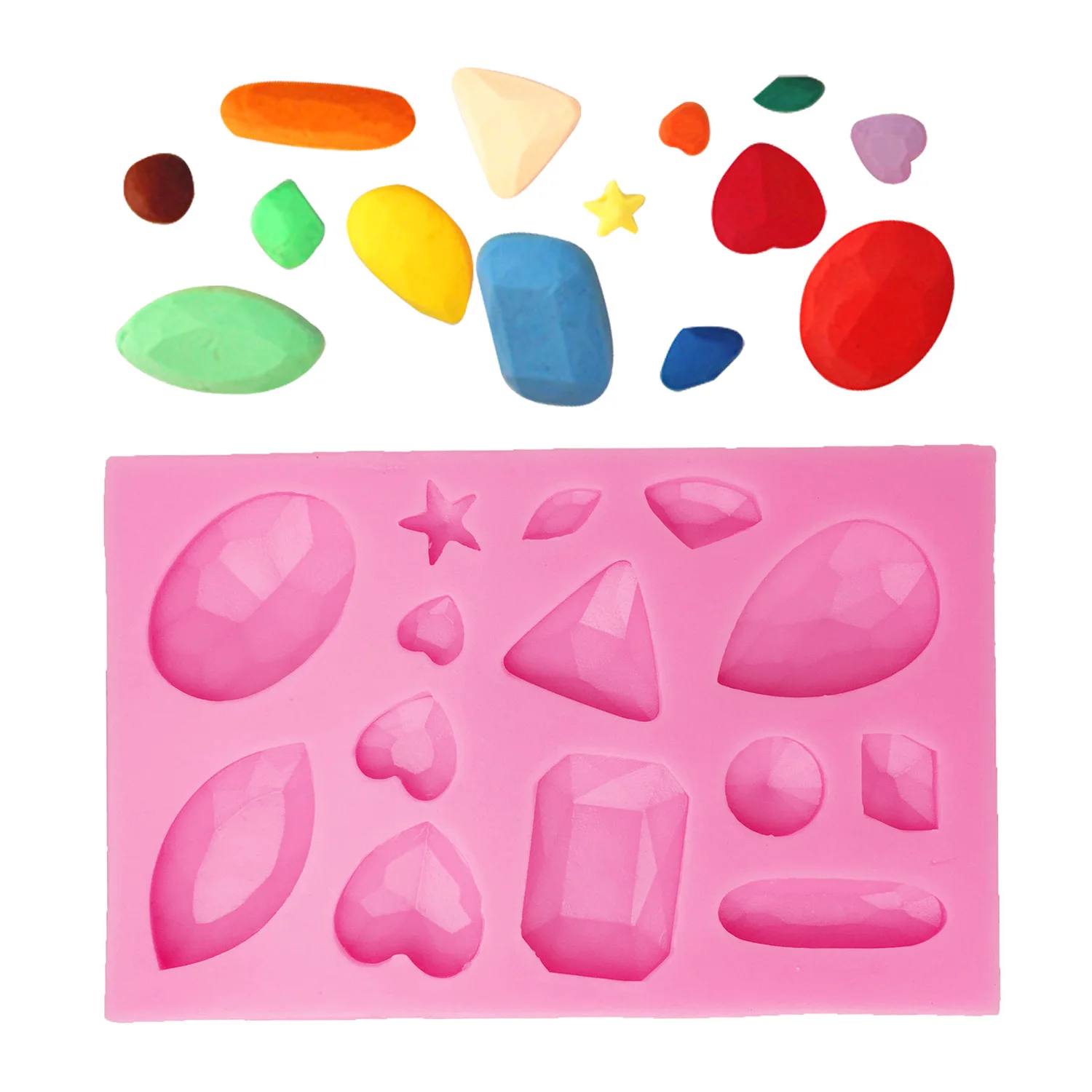 Gemstone Chocolate Silicone Mold for Candy Cake Ice DIY Baking Polymer Clay Candle Plaster Art Craft Supplies