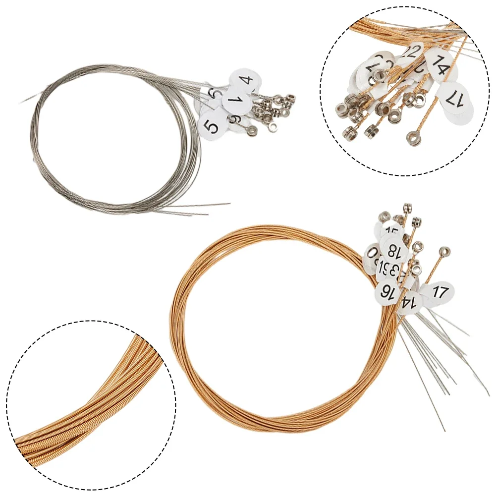 1Set 15/16/19/21/24Strings Lyre Brass Strings Set Lyre Harp Nylon String Replacement Lyre Strings Beginners Instruments