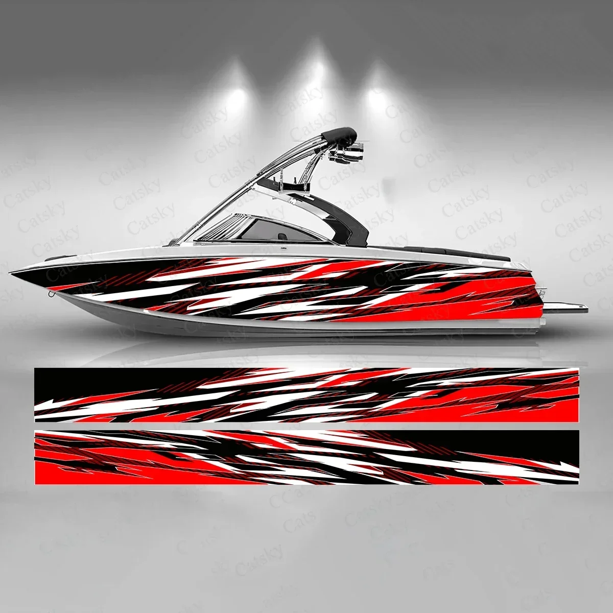 Colorful Gradient Stripes Sharp Boat Sticker Fashion Custom Fish Boat-Sticker Vinyl Waterproof Boat Wrap Graphic Boat Wrap Decal