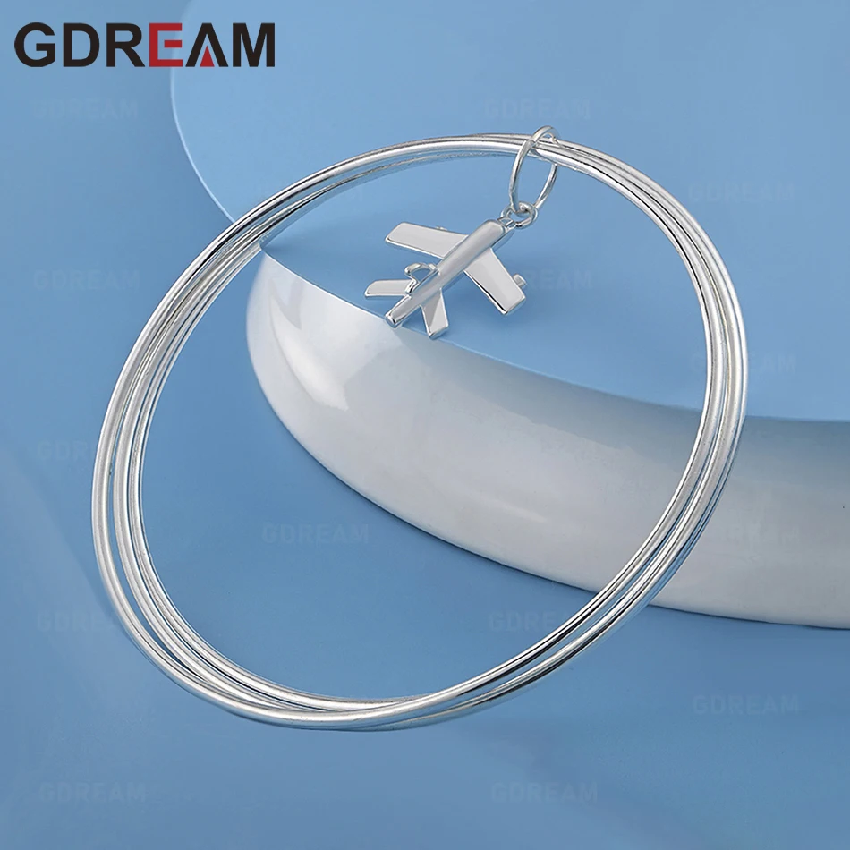 

GDREAM 925 Sterling Silver Three-Strand Airplane Pendant Bracelet - Everyday Accessory For Women, Simple And Elegant Jewelry