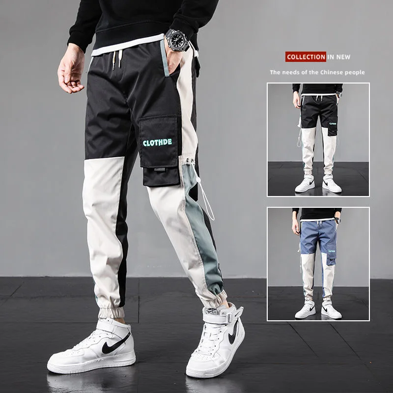 New Streetwear Men's Multi Pockets Cargo Harem Pants Hip Hop Casual Male Track Pants Joggers Trousers Fashion Harajuku Men Pants