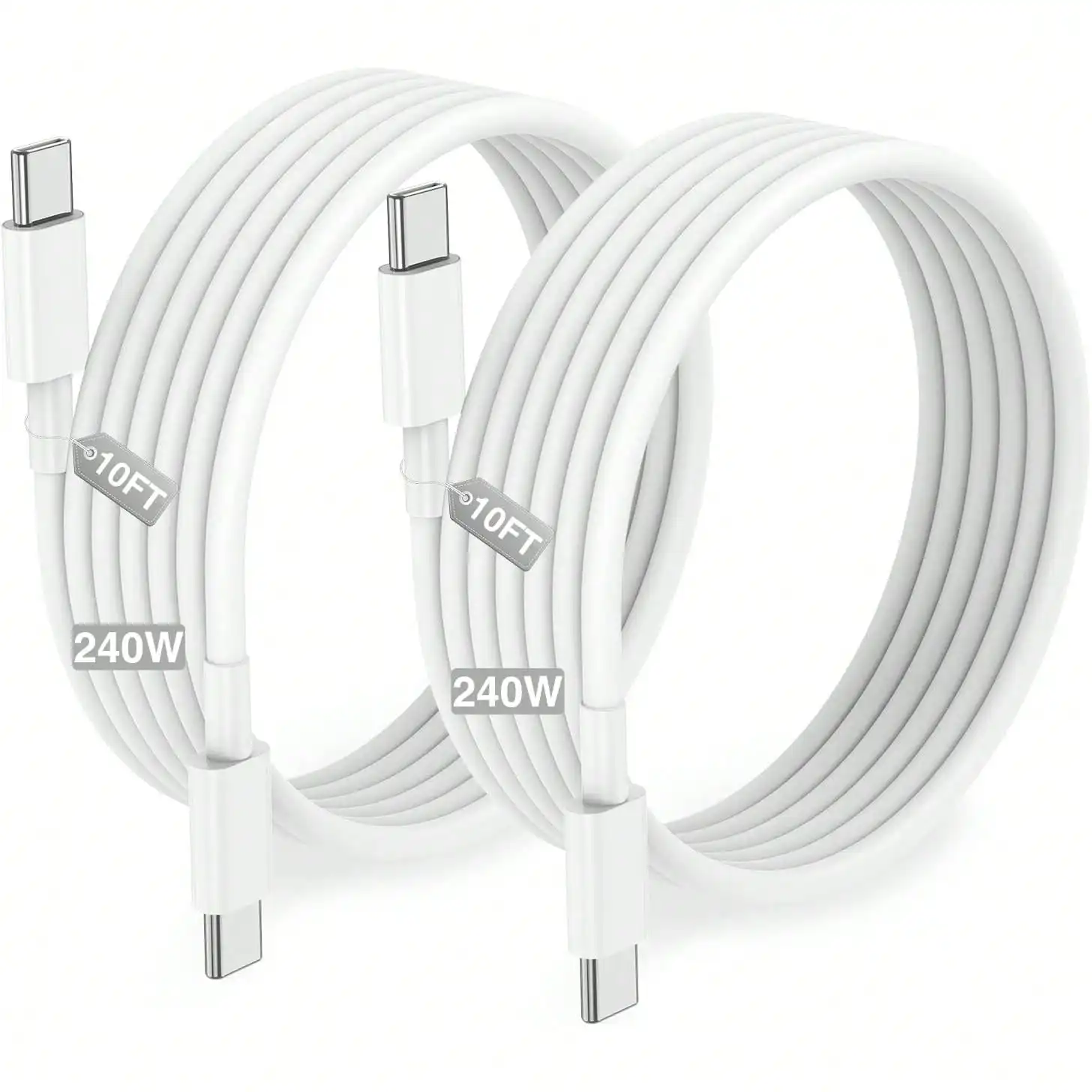 10FT Extra Long USB C to C 60W Fast Charging Cable Type-C Cord Compatible with iPhone15/16/17 Pro Max 17 Air MacBook Pro iPad Air Mini Samsung Galaxy High Speed Charging Wire