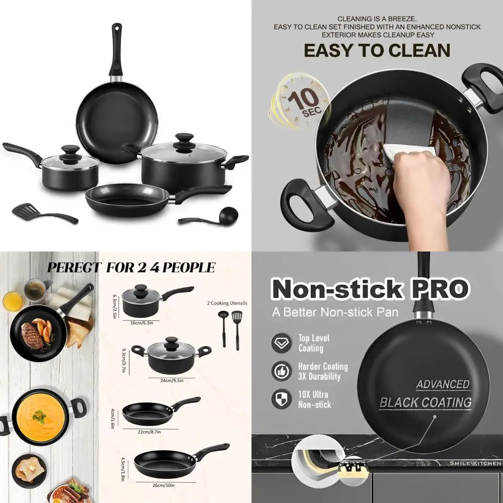 

Набор из 8 черных керамических кастрюль и сковородок, набор сковородок, набор кастрюль, набор керамических сковородок, набор посуды с антипригарным покрытием, набор индукционных сейфов