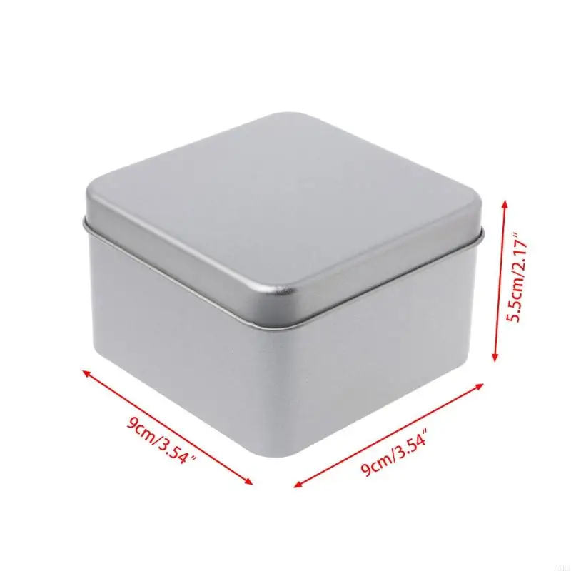 KXRA 9x9cm Small Metal Tin Silver Storage Box for Case For Money Coin Candy