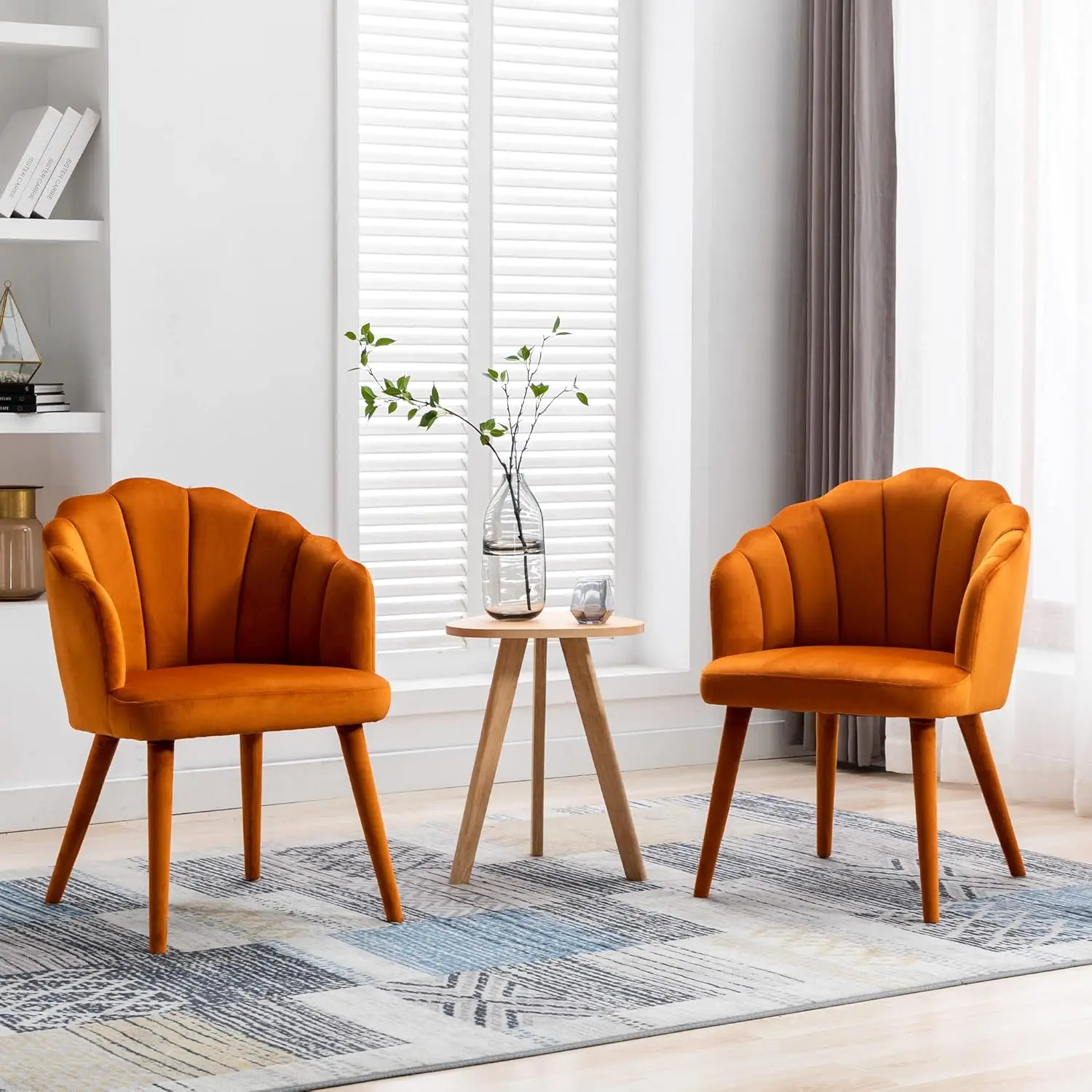 

Velvet Dining Chairs Set of 2 Modern Accent Chairs Upholstery Side Chairs with Upholstered Wood Legs for Home, Customized