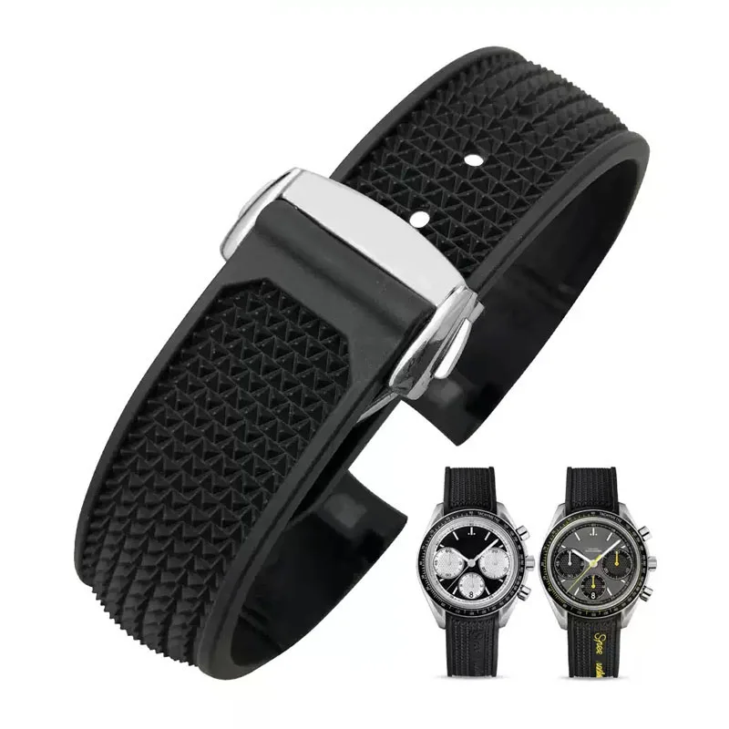 Rubber Watchband For Omega Speedmaster Seamaster 300 Soft Silicone Moonwatch S Watch Strap Waterproof strap 22mm Accessories