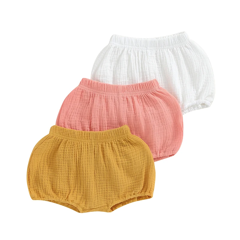 Newborn Baby Boys Girls Summer Shorts 3 pack Solid Color Cotton Short Pants For Infant Baby Cute Clothes