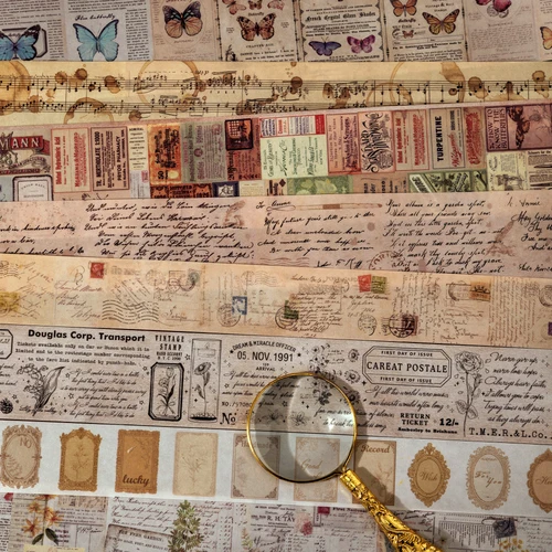 Cintas Washi Vintage de 35cm, decoración para álbumes de recortes, diario basura, Collage, papelería, cintas artesanales, 30mm/40mm/50mm * 2m