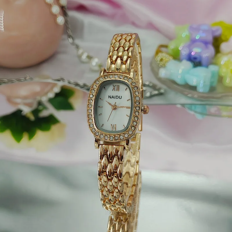 

Luxury Rhinestone Women Watches Fashion Roma Oval Dial Quartz Watch Bracelet Strap Wristwatch Montre Femme Relógio Feminino