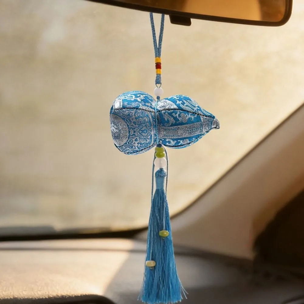 Traditional Gourd Brocade Embroidered Bag With Tassel Mugwort Fill Gourd Sachet Pendant Blessing Chinese-style Car Pendant